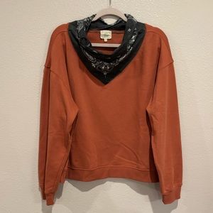 Light burnt orange Sweatshirt with Black Bandana Accent